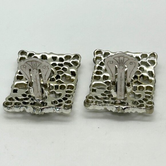 Statement Earring & Bracelet Set Paisley Filigree Panel Design Silver-Tone - Picture 8 of 14